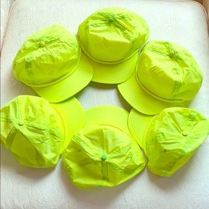 Neon green baseball/sport caps set of 6!!